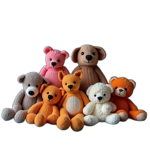 3d render, pile, beanie, animals transparent PNG cut-out