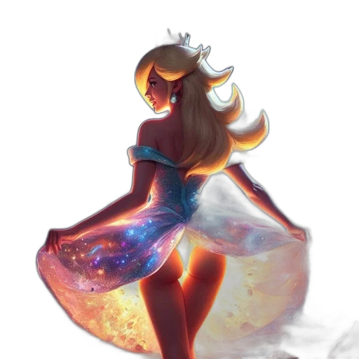 dress, crown, staff, concept art, fantasy art, pixel art, watercolor, outer space transparent PNG cut-out