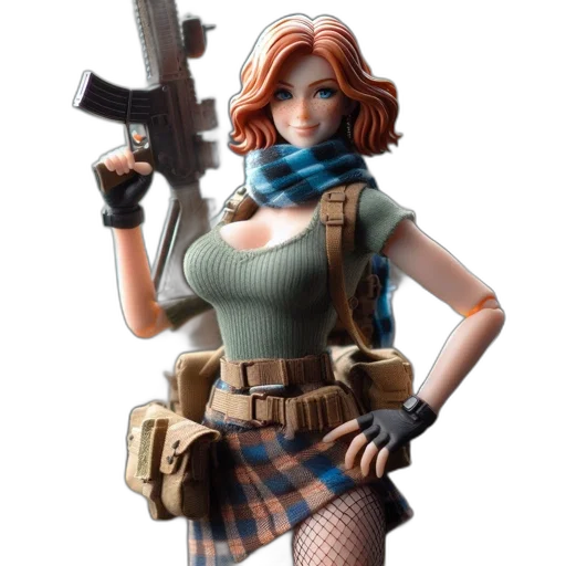 weapon, concept art, 3d render, fantasy art, comic book art, female, action, figure transparent PNG cut-out