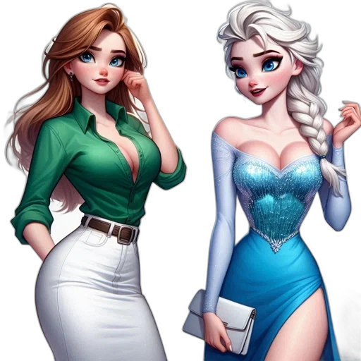 dress, concept art, fantasy art, comic book art, cartoon, blue, green, pastel transparent PNG cut-out