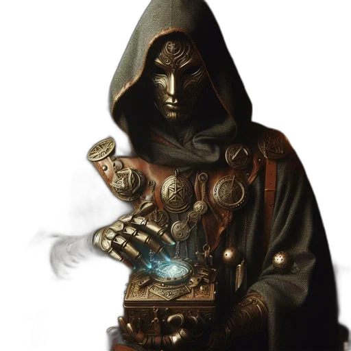 staff, mask, weapon, sword, concept art, fantasy art, comic book art, pixel art transparent PNG cut-out
