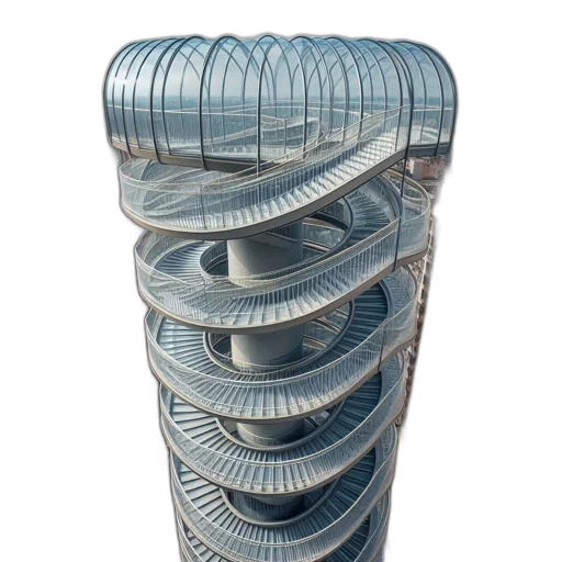 furniture, building, jewelry, bottle, 3d render, concept art, futuristic, spiraling transparent PNG cut-out