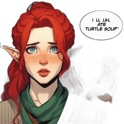 fantasy art, concept art, comic book art, pixel art, red, green, earth tones, elf transparent PNG cut-out