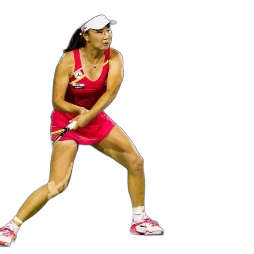 photorealistic, female, tennis, player, red, outfit, about, hit transparent PNG cut-out