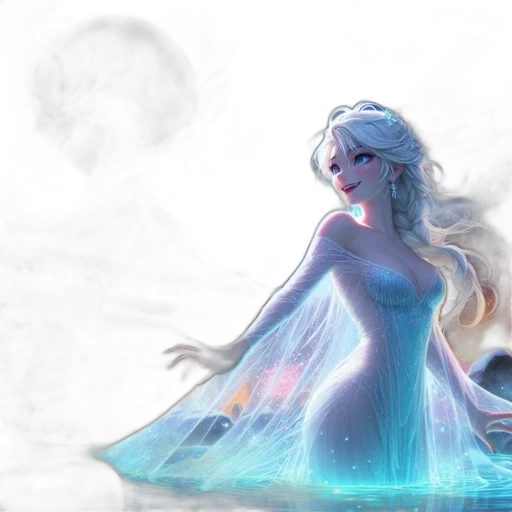 dress, fantasy art, concept art, 3d render, watercolor, underwater, snow, fog transparent PNG cut-out