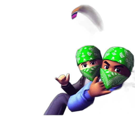 mask, umbrella, 3d render, concept art, pixel art, fantasy art, green, two transparent PNG cut-out