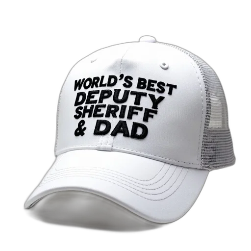 hat, white, baseball, cap, black, embroidered, design, reads transparent PNG cut-out