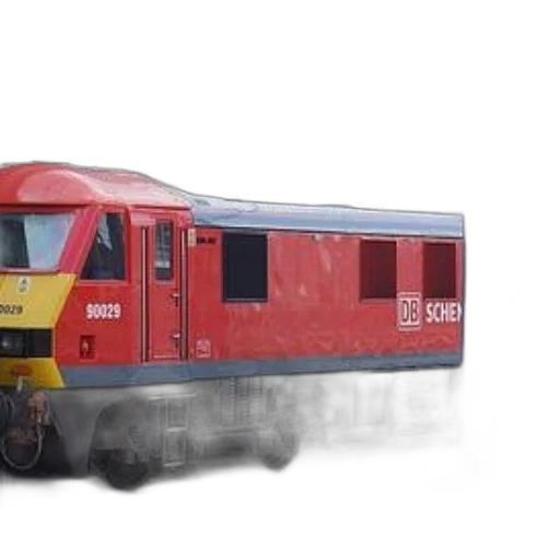 3d render, photorealistic, red, train, number, 90029, parked, station transparent PNG cut-out