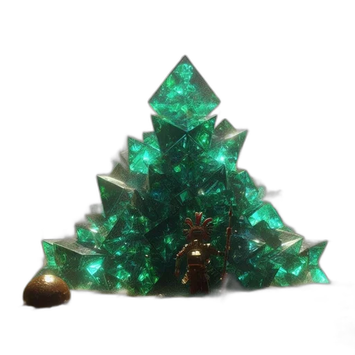 jewelry, crown, tree, staff, 3d render, green, enigmatic, scene transparent PNG cut-out