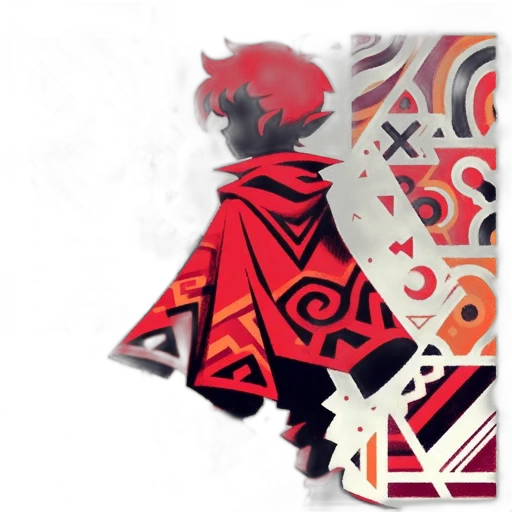 mask, dragon, staff, umbrella, pixel art, concept art, fantasy art, anime transparent PNG cut-out