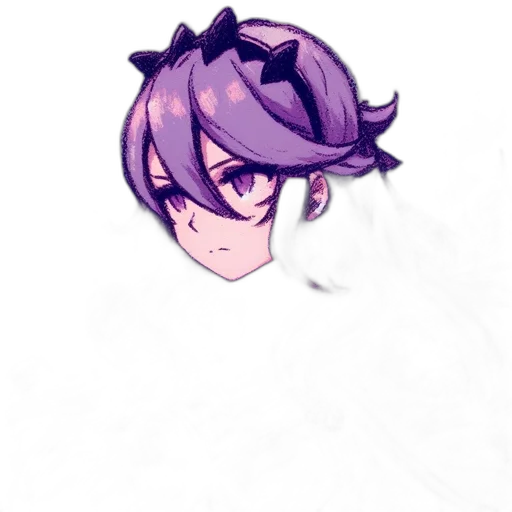 crown, hair, staff, face, pixel art, watercolor, anime, vaporwave transparent PNG cut-out