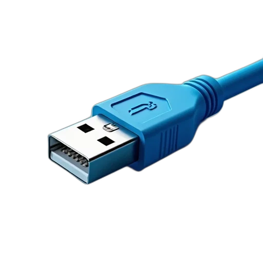 3d render, usb, cable, ethernet, blue transparent PNG cut-out