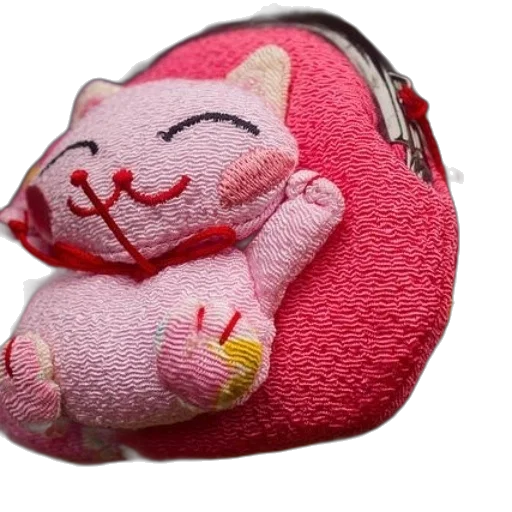 hat, 3d render, photorealistic, pink, cat, plushie, red, gold transparent PNG cut-out