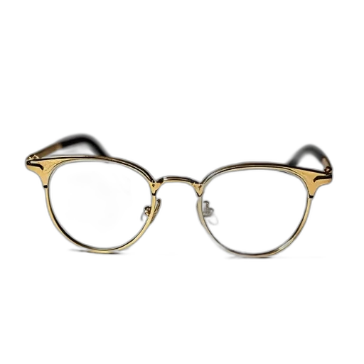 jewelry, pair, gold-colored, eyeglasses, thin, frame, black, temple transparent PNG cut-out