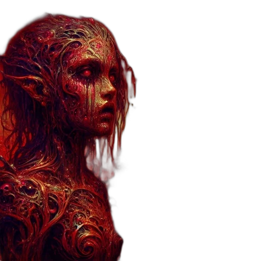 creature, face, mask, fantasy art, concept art, 3d render, photorealistic, red transparent PNG cut-out