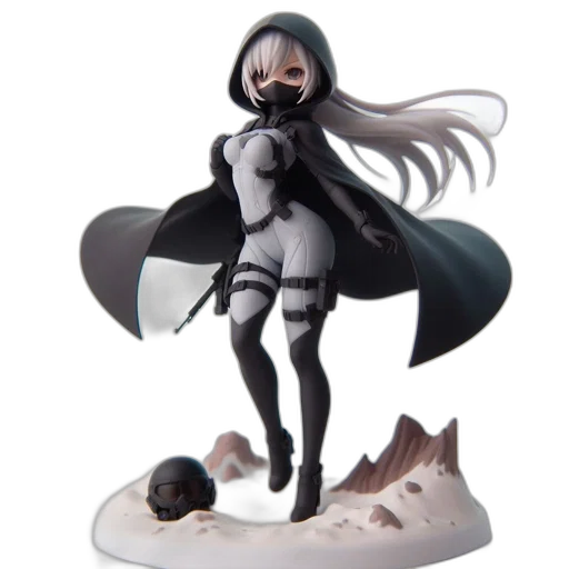 creature, mask, concept art, 3d render, fantasy art, anime, monochrome, anime-style transparent PNG cut-out