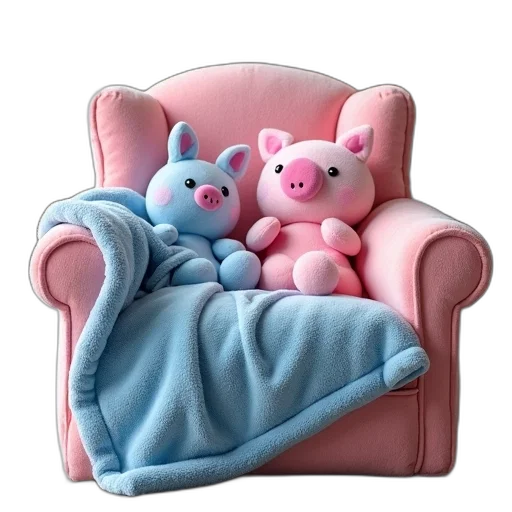 furniture, animal, 3d render, photorealistic, concept art, pastel, blue, colorful transparent PNG cut-out