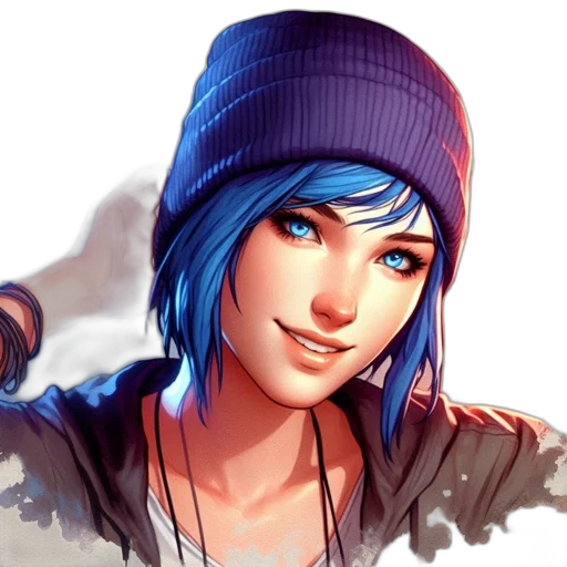 face, hat, photorealistic, fantasy art, concept art, pixel art, blue, colorful transparent PNG cut-out
