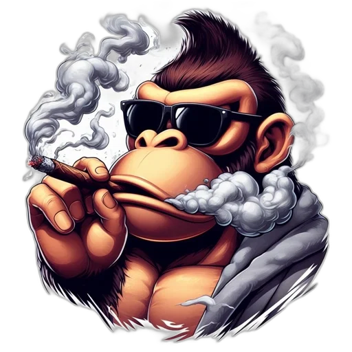 concept art, photorealistic, cartoon, comic book art, animated, gorilla, character, wears transparent PNG cut-out