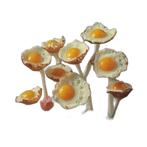 food, crown, jewelry, 3d render, photorealistic, artistically, crafted, sunny-side-up transparent PNG cut-out