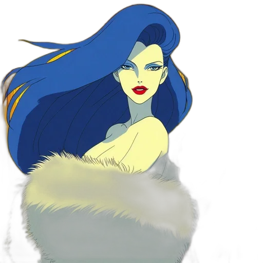 hair, concept art, fantasy art, watercolor, cartoon, underwater, blue, two transparent PNG cut-out