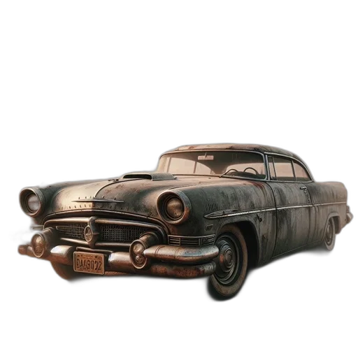 car, weapon, 3d render, concept art, photorealistic, comic book art, earth tones, rusted transparent PNG cut-out