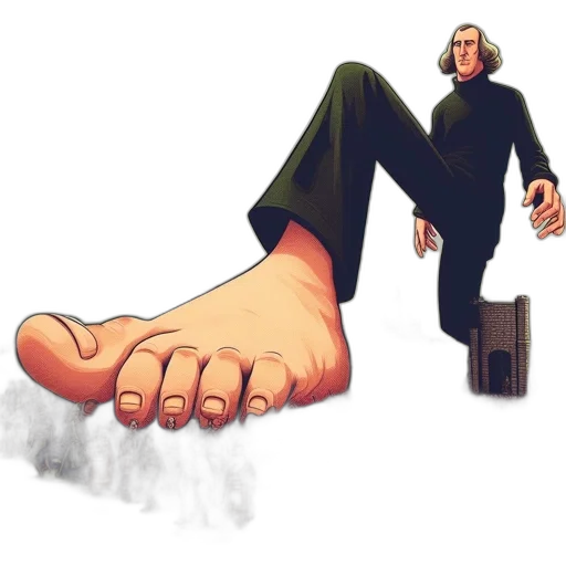shoes, robot, concept art, comic book art, pixel art, cartoon, fire, expansive transparent PNG cut-out