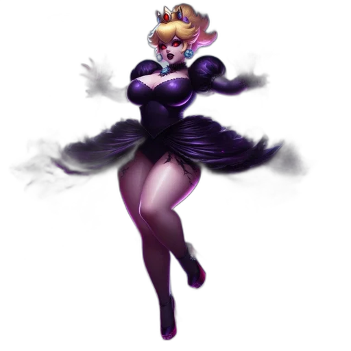 crown, dress, concept art, fantasy art, pixel art, 3d render, dark, animated transparent PNG cut-out