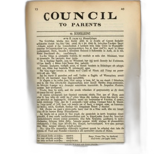 vintage, book, page, title, reads, council, parents, large transparent PNG cut-out