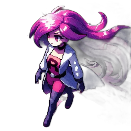 staff, jacket, hair, creature, concept art, watercolor, pixel art, anime transparent PNG cut-out
