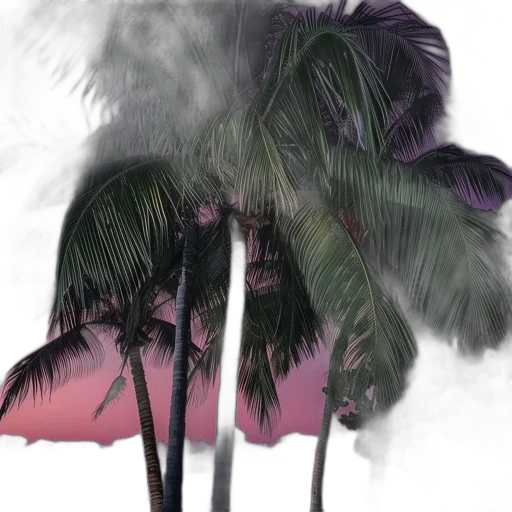 hair, umbrella, hat, tree, vaporwave, concept art, photorealistic, watercolor transparent PNG cut-out