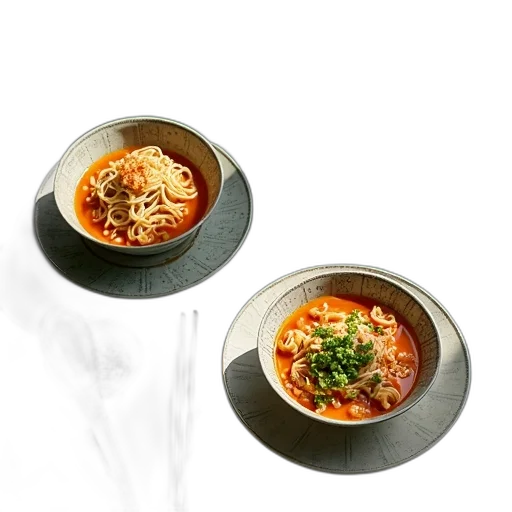 food, 3d render, photorealistic, close-up, view, dining, table, two transparent PNG cut-out