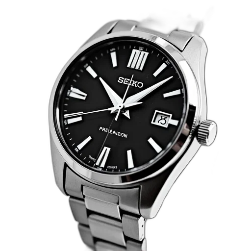 monochrome, close-up, image, silver, wristwatch, black, dial, white transparent PNG cut-out