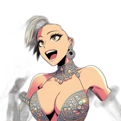 jewelry, dress, cartoon, concept art, comic book art, anime, animated, character transparent PNG cut-out