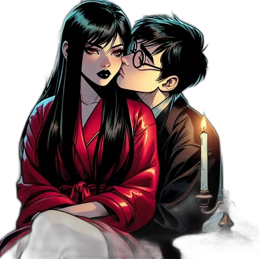 comic book art, concept art, anime, watercolor, neon lights, fire, red, dark transparent PNG cut-out
