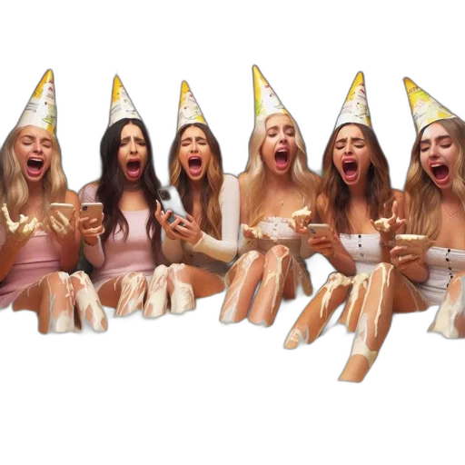 group, young, women, wear, party, hats, festive, gathering transparent PNG cut-out