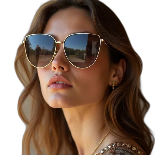 face, jewelry, jacket, photorealistic, 3d render, earth tones, golden, pradam transparent PNG cut-out