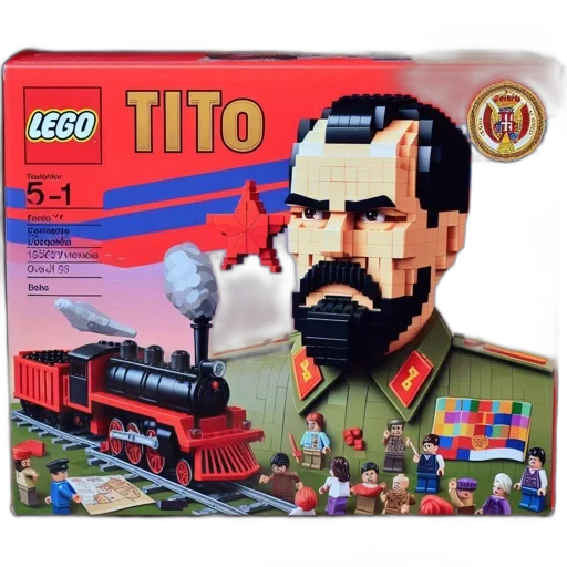 concept art, photorealistic, lego, set, box, labeled, tito, featuring transparent PNG cut-out