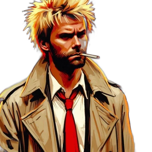 jacket, comic book art, concept art, photorealistic, cyberpunk, serious, man, spiky transparent PNG cut-out