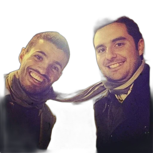 staff, hair, jacket, crown, two, men, smiling, camera transparent PNG cut-out