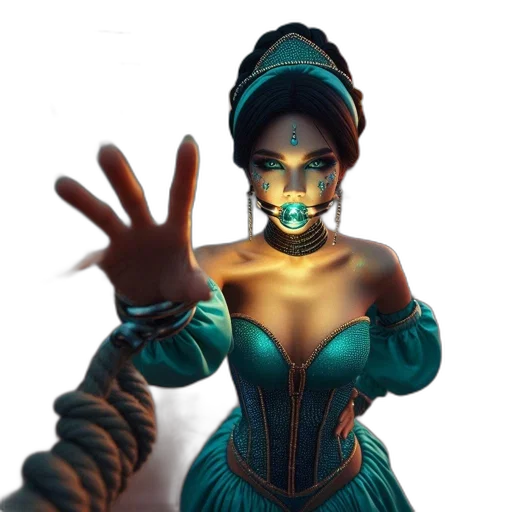 mask, dress, fantasy art, concept art, 3d render, comic book art, woman, jewelry transparent PNG cut-out