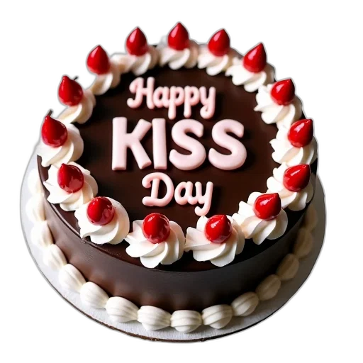 chocolate, cake, white, frosting, border, happy, kiss, day transparent PNG cut-out
