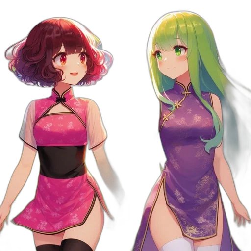 dress, anime, concept art, watercolor, pixel art, colorful, green, neon transparent PNG cut-out