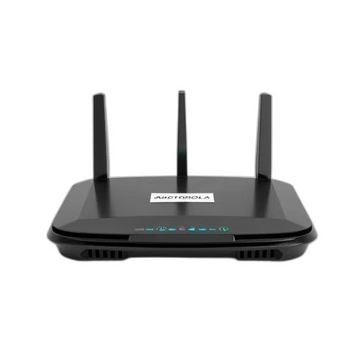 black, wireless, router, white, label, front, featuring, brand transparent PNG cut-out