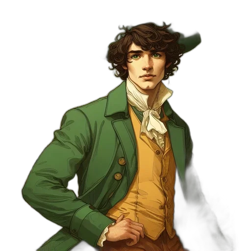 staff, jacket, fantasy art, concept art, comic book art, photorealistic, green, earth tones transparent PNG cut-out