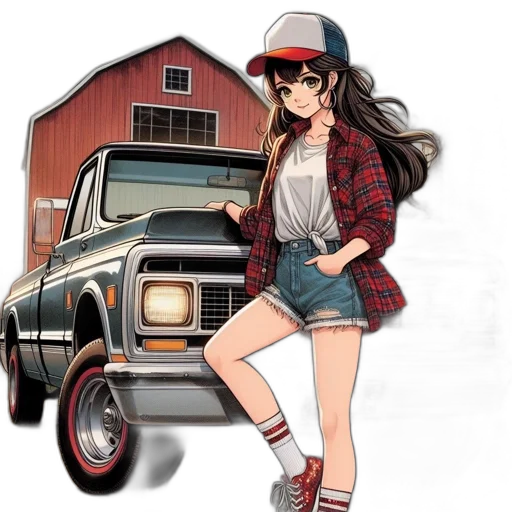 car, hat, dress, jacket, anime, cartoon, pixel art, concept art transparent PNG cut-out