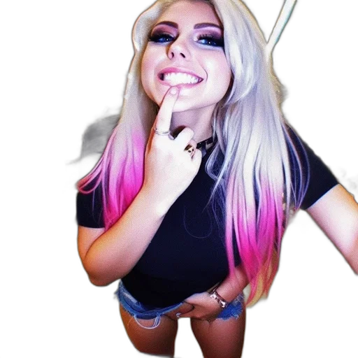 hair, creature, staff, weapon, vaporwave, anime, cartoon, 3d render transparent PNG cut-out
