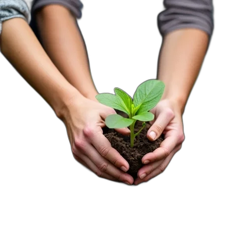 group, people, planting, small, green, plant, garden, one transparent PNG cut-out