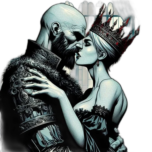 crown, comic book art, concept art, fantasy art, fire, armored, man, elaborate transparent PNG cut-out
