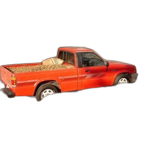 car, weapon, furniture, 3d render, red, pickup, truck, parked transparent PNG cut-out